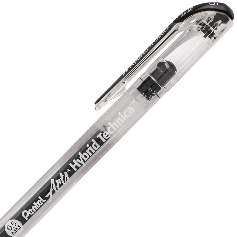 بنتل قلم Pentel Arts Hybrid Technica 0.5 مم، نقطة دقيقة للغاية، حبر أسود، صندوق من 12 قطعة (KN105-A) - Image 4